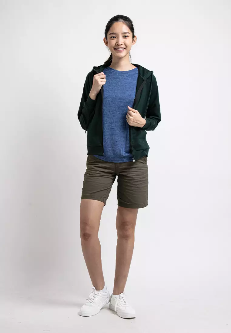 Forest Ladies Stretchable Sweatshirt Cotton Terry Hoodie Women Jacket | Jaket Perempuan - 830108-40DkGreen