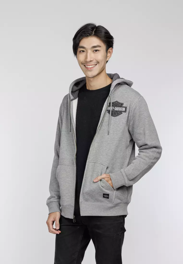 Harley davidson grey on sale hoodie