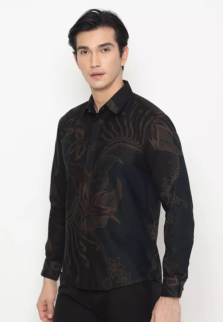 Kemeja Batik Pria Slimfit Senapati - Black