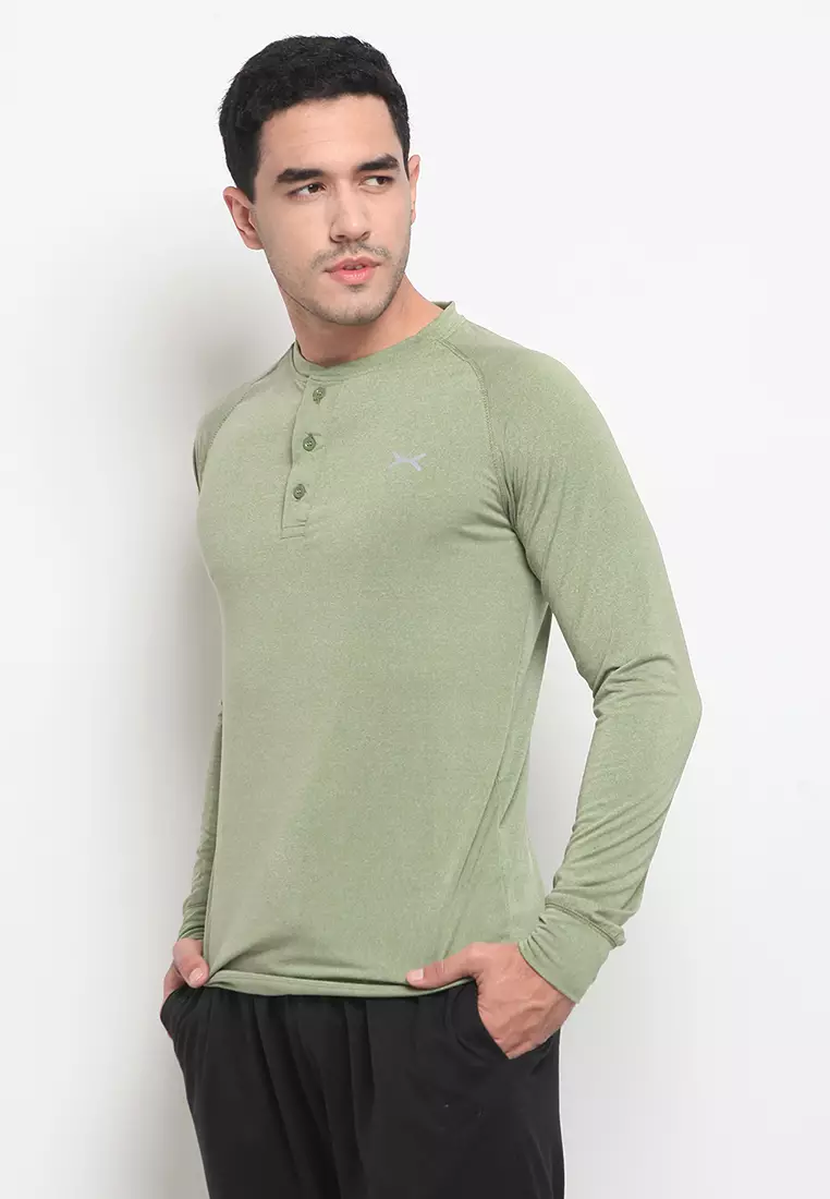 FLEXZONE Long Sleeves Henley Green