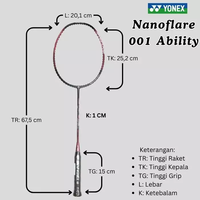 Raket Badminton Yonex Nanoflare 001 Ability GRATIS Senar, tas dan grip hitam