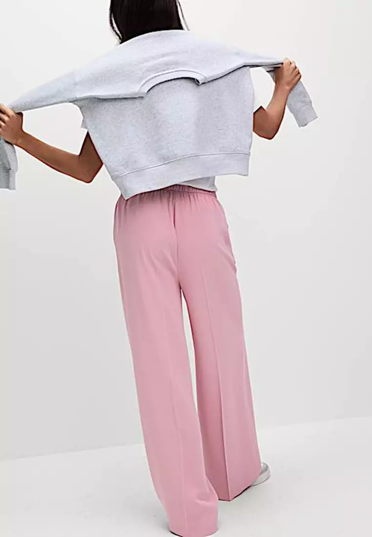 Crepe Elasticated Waist Wide Leg Trousers