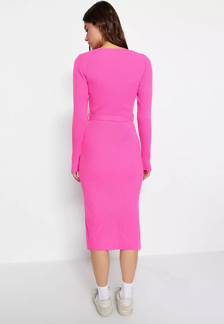 Belt Detailed Sweater Dress