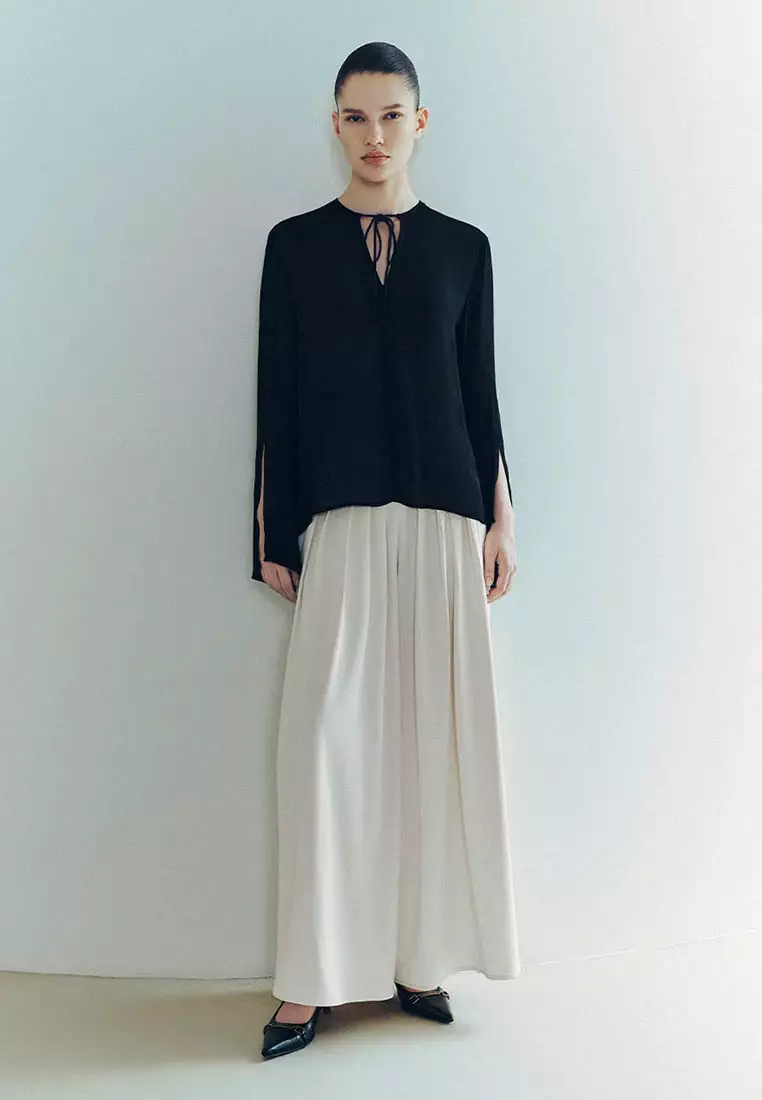 Woven Long Wide-Leg Pants