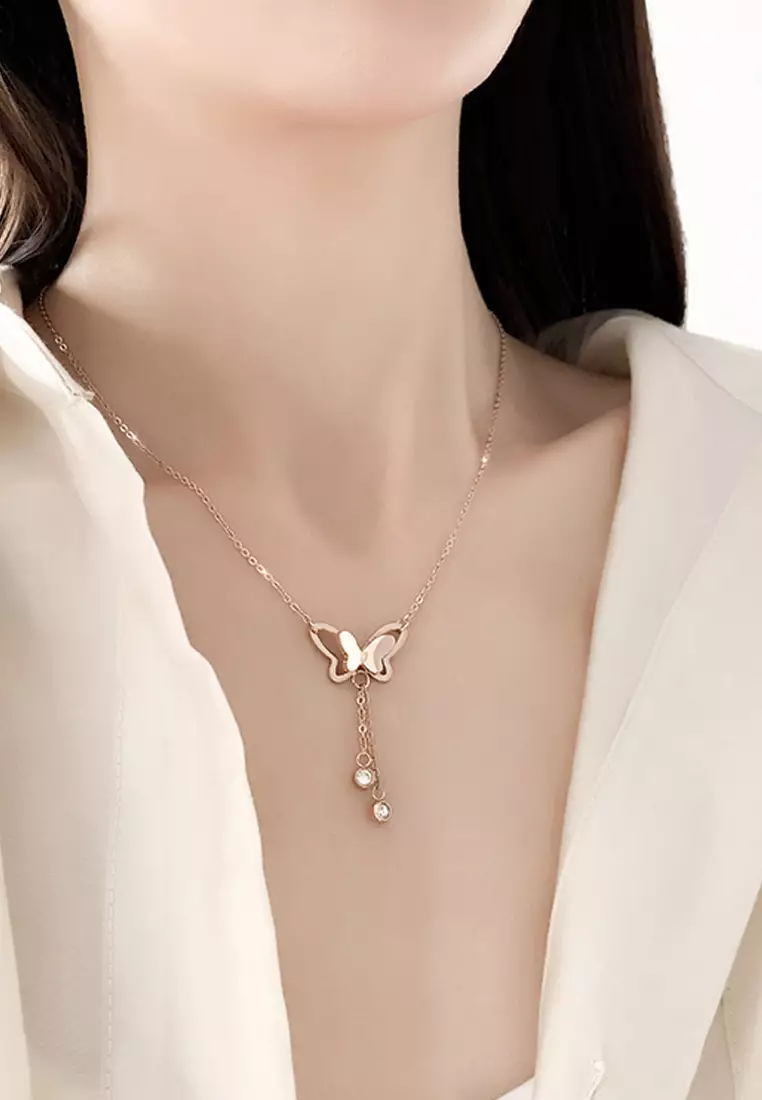 Chimaera Birdwing Necklace in Rose Gold