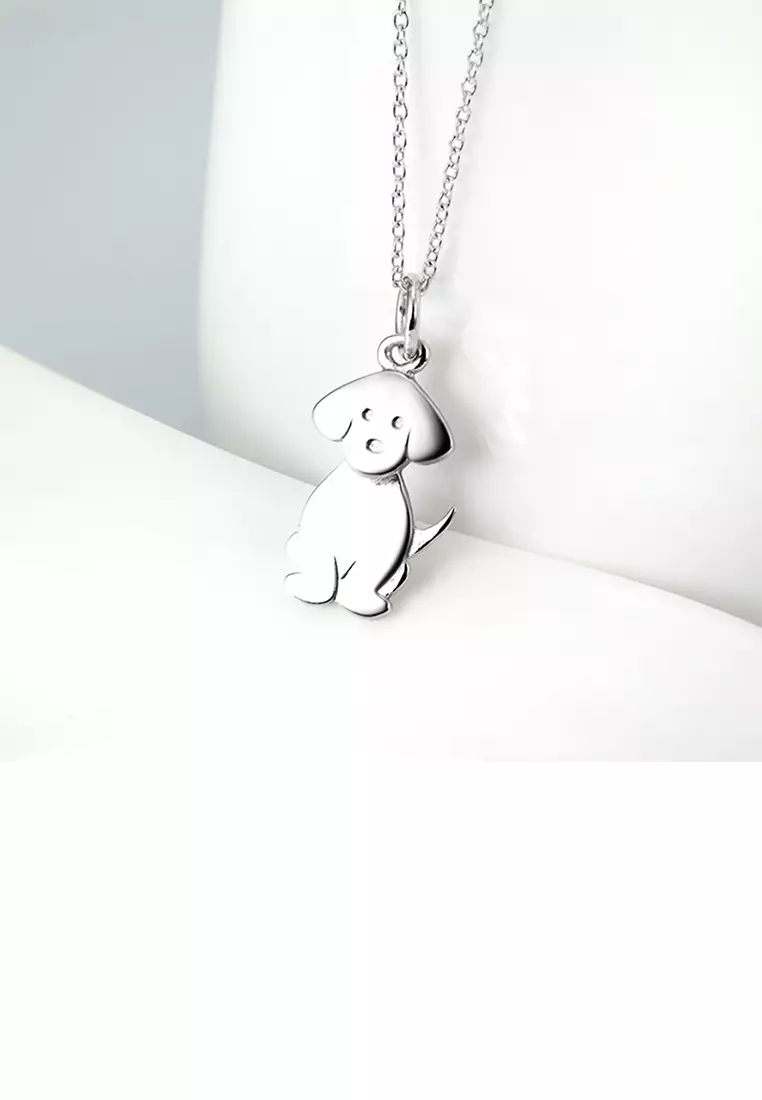 925 Sterling Silver Simple Cute Dog Pendant with Necklace – Glamorousky