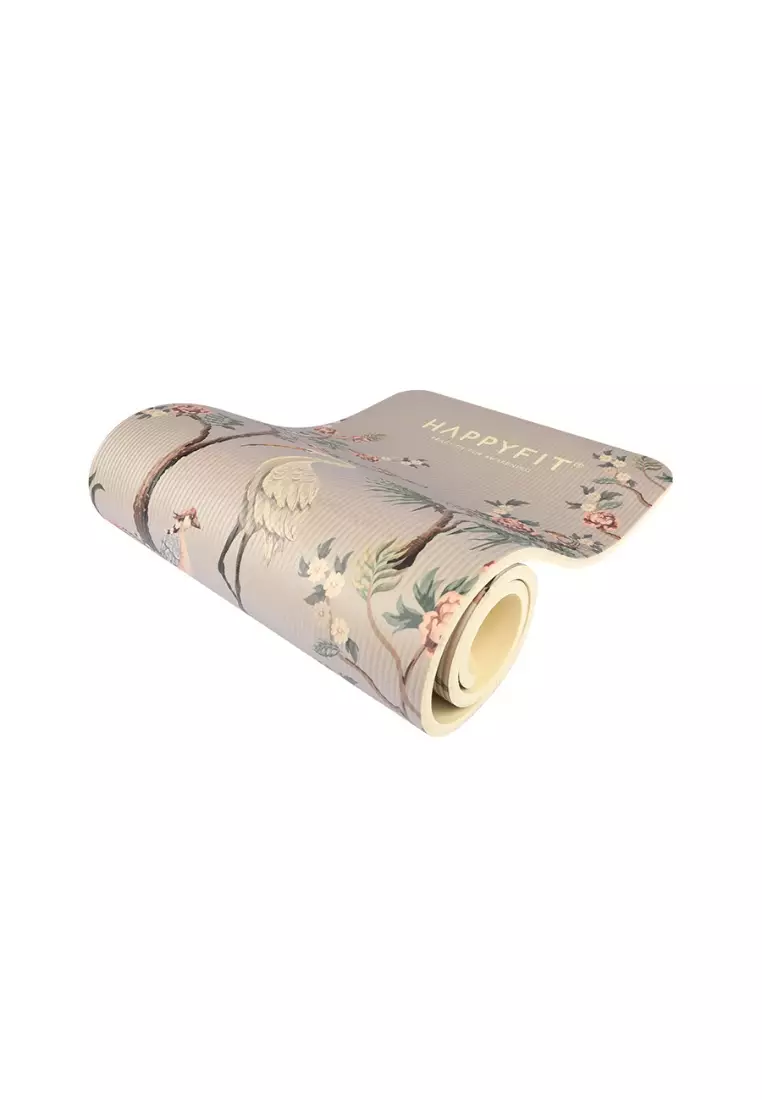 HAPPYFIT Yoga Mat Printing NBR 15mm Free Strap Secret Garden