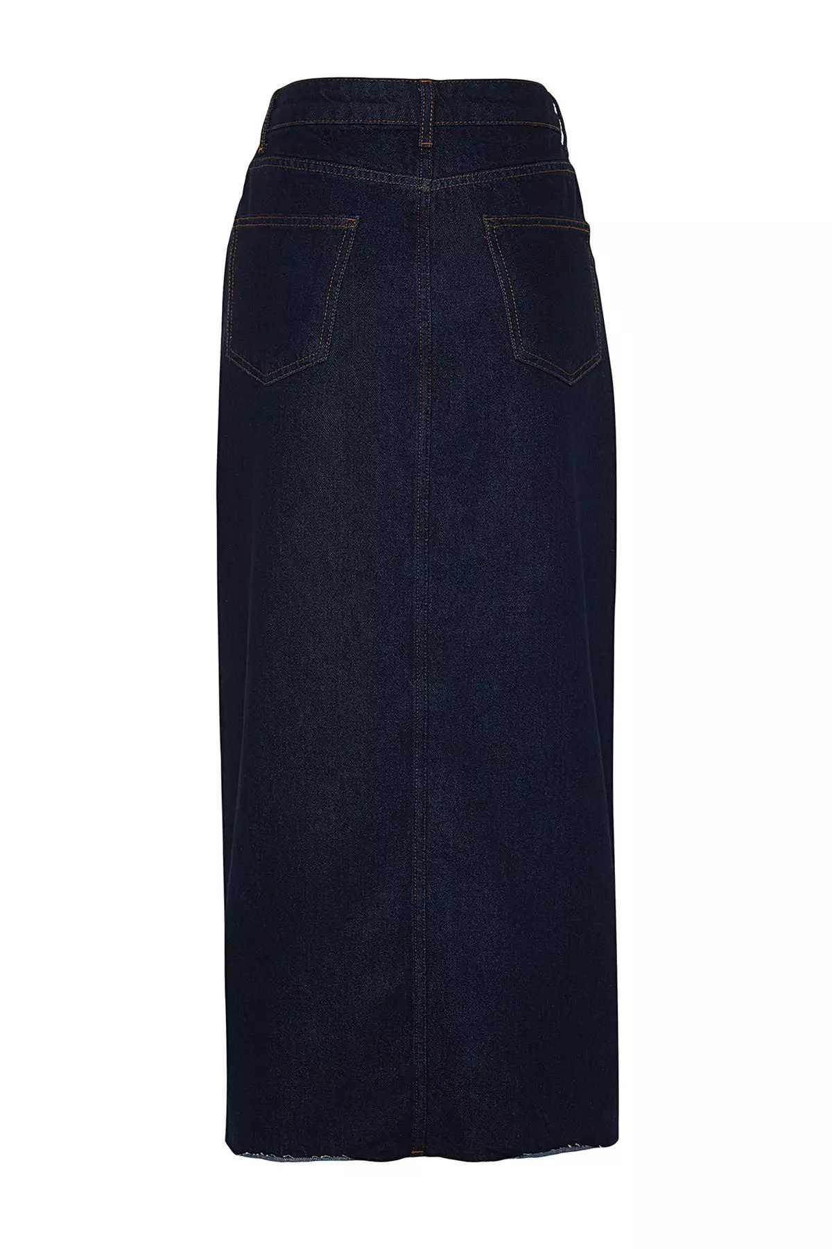 Dark Blue More Sustainable Slit Maxi Denim Skirt TWOSS23ET00290