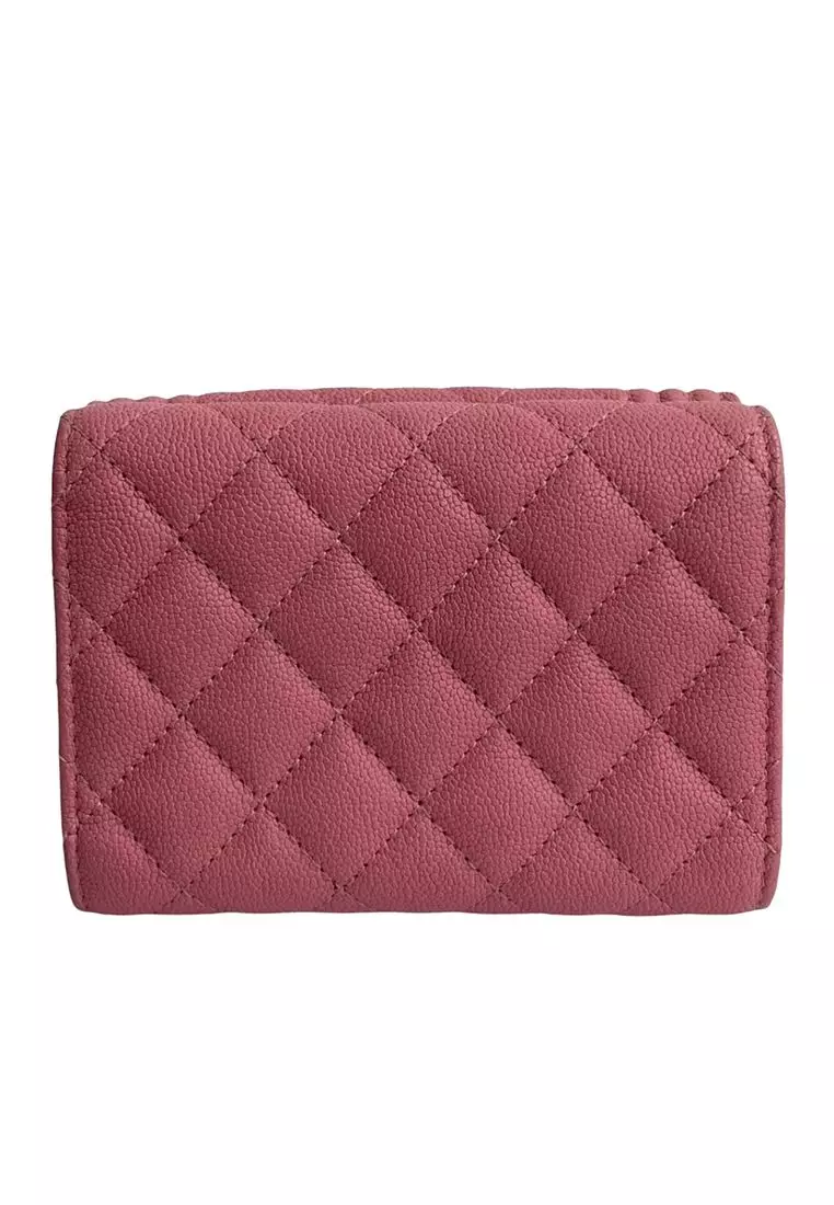Pre-Loved Chanel Quilted Caviar Boy Flap Compact Wallet
