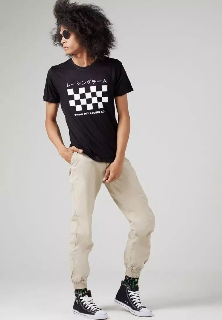 MT695m-s/s men racing tees blkXS