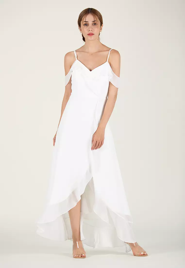 露肩长款连衣裙