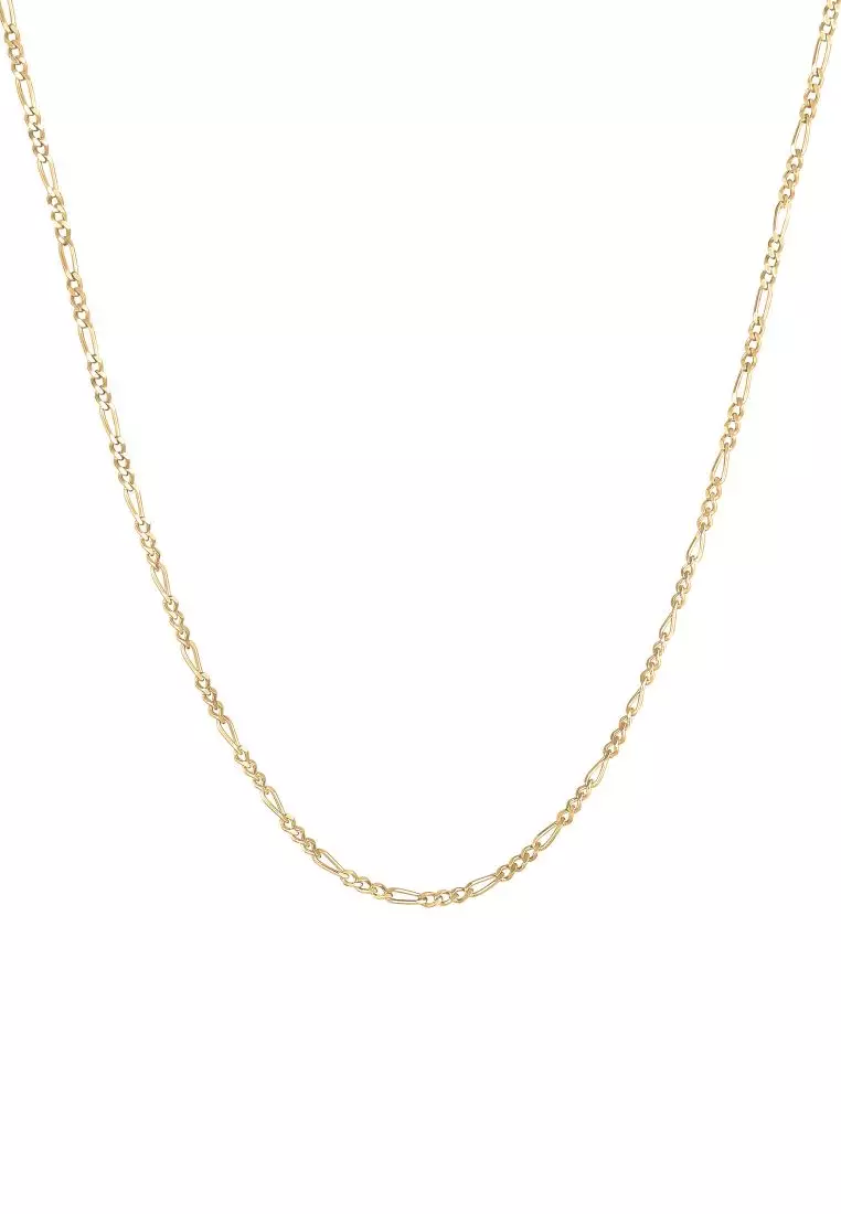 Necklace Men Figaro Chain Basic Massive in 925 Sterling Silver Gold Plated