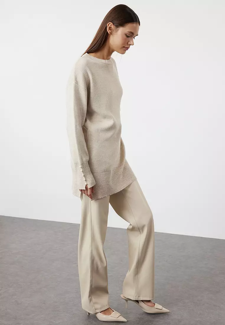 Stone Pearl Detailed Knitwear Sweater Tctaw25Ak00007