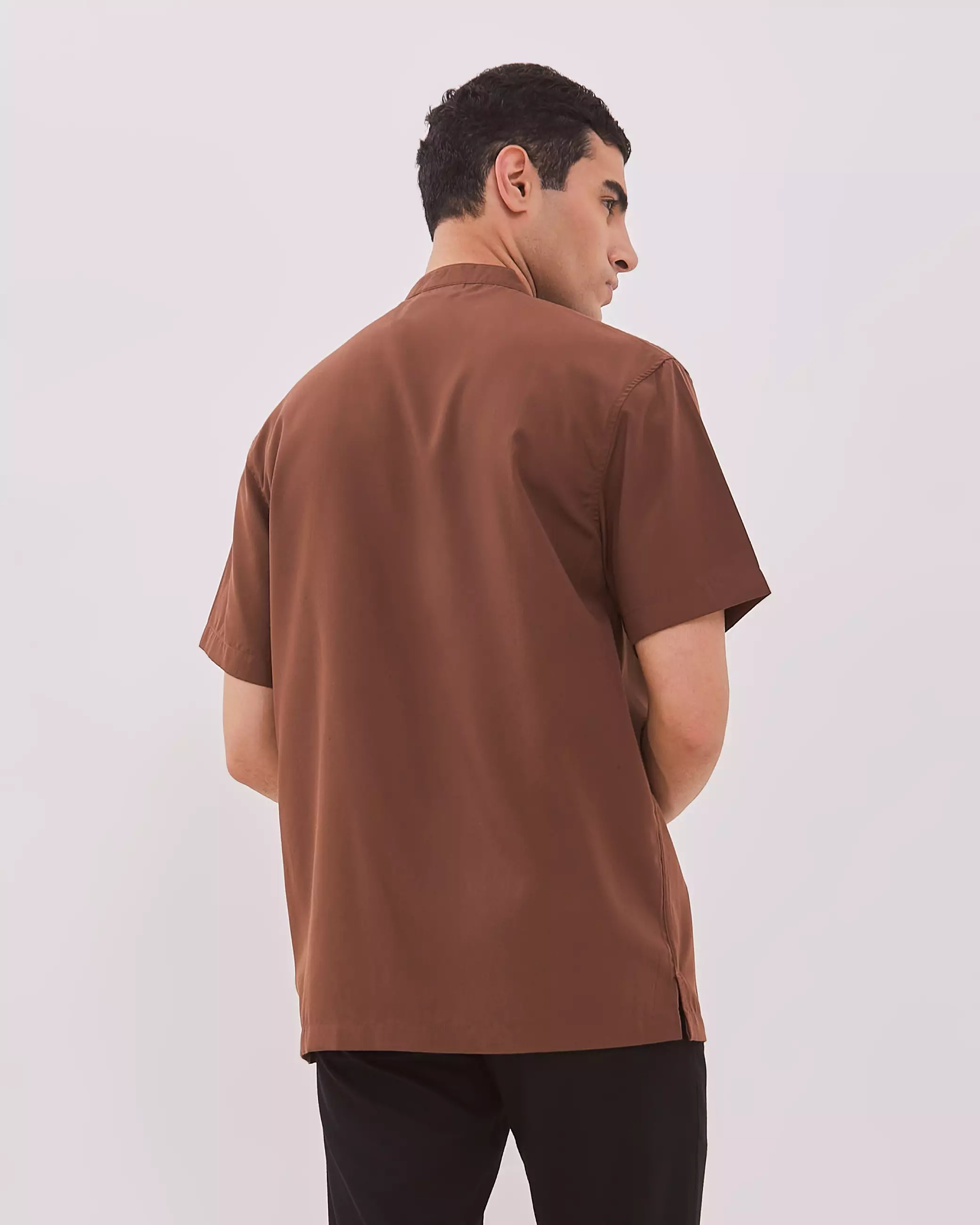 AMK Kemeja Koko Pria Lengan Pendek KK BB Ismail Ss Brown