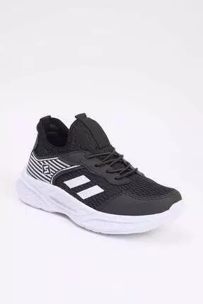 Black Easy Wear Rubber Laced Light Sole Small/Large Girls' Sports Shoes  Takaw26Sn00000
