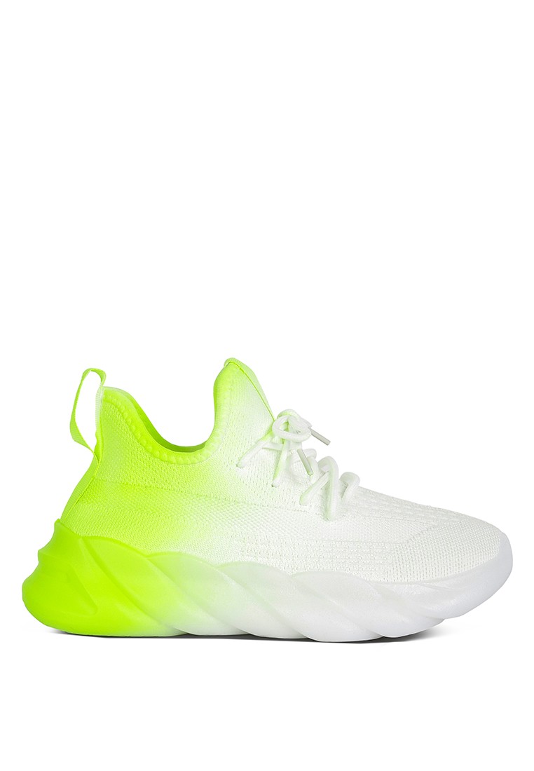 Neon Green Ombre Dip Knit Sneakers