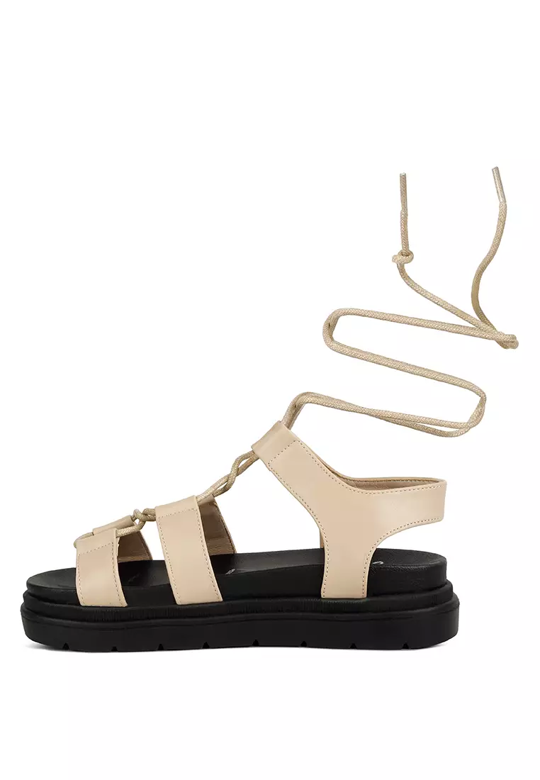 London Rag Beige Faux Leather Gladiator Sandals 2024 | Buy London Rag ...