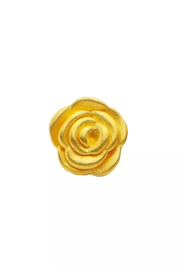 [SPECIAL] LITZ 999 (24K) Gold Rose Charm With Bracelet 玫瑰手绳 EPC0916-B-B (0.12g+/-)