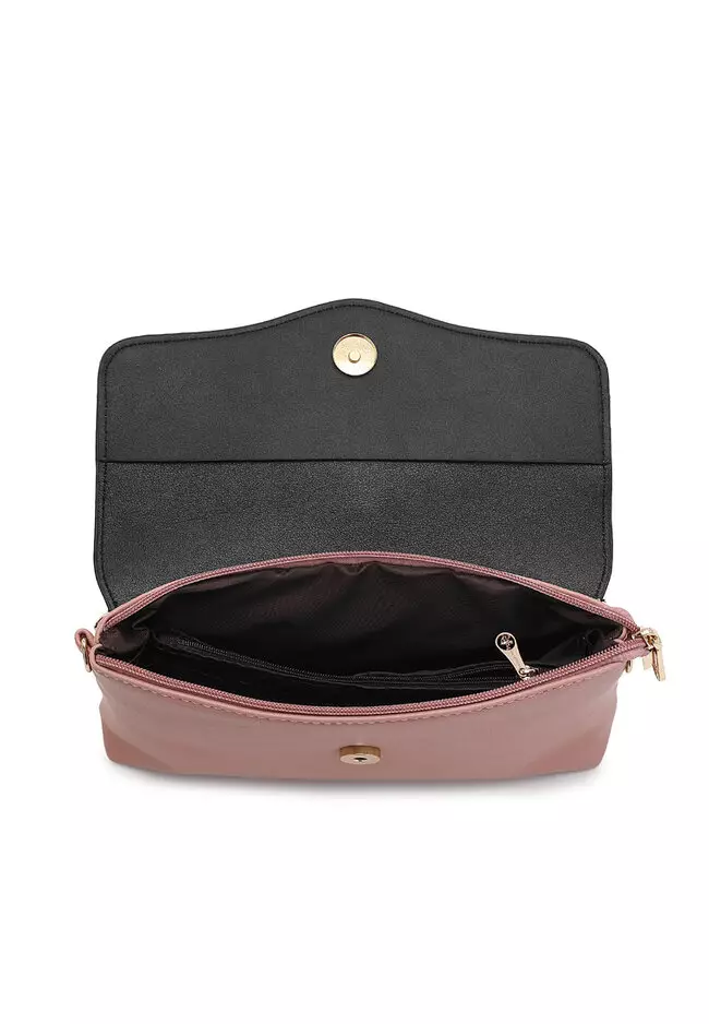 Faux Leather Sling Bag / Crossbody Bag - Pink