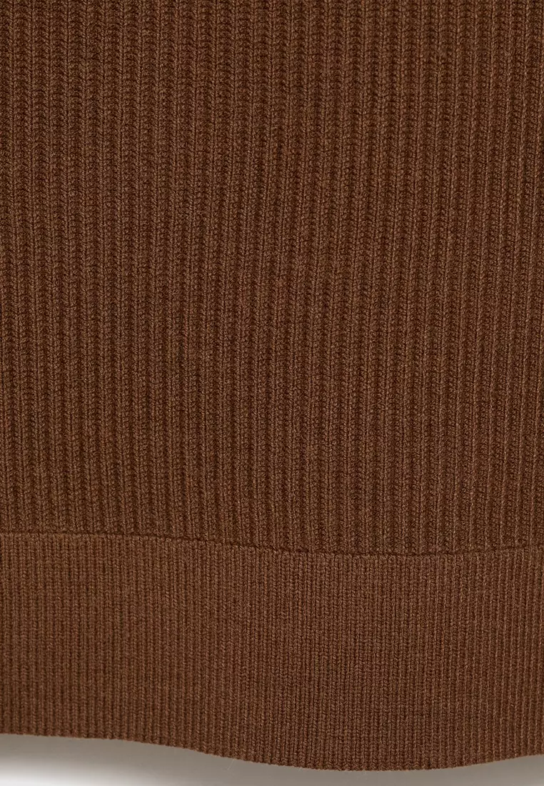 Cotton-Blend Ribbed Polo Sweater