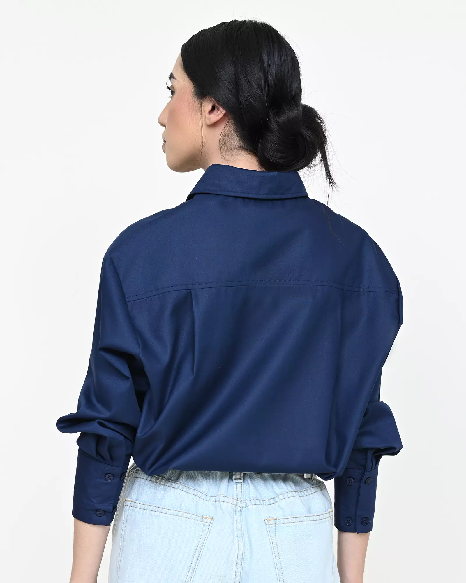 Geulis.id PIPER SHIRT / KEMEJA OVERSIZE WANITA - NAVY