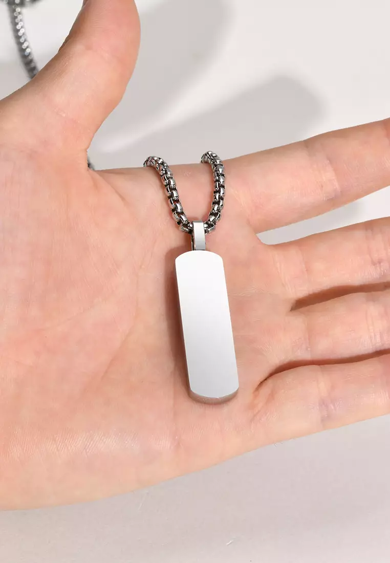 Titanium Steel Rectangular Bar Pendant Necklace JW QX-1874