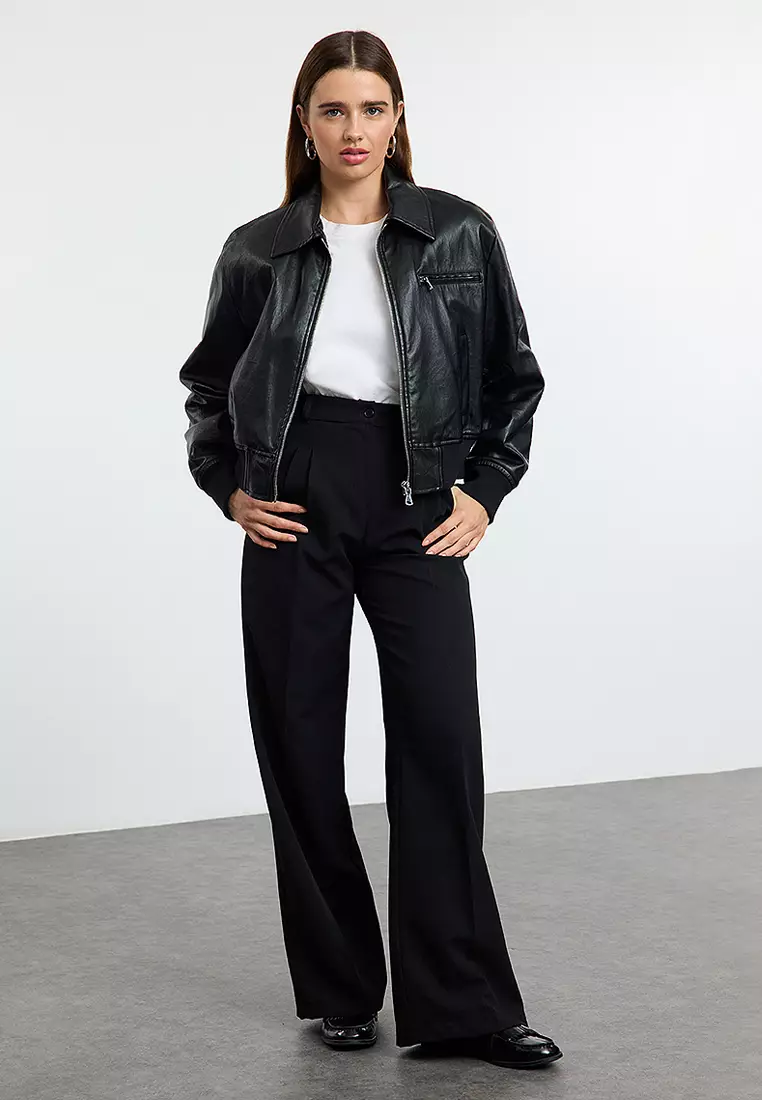 Pleated Wide Leg Trousers