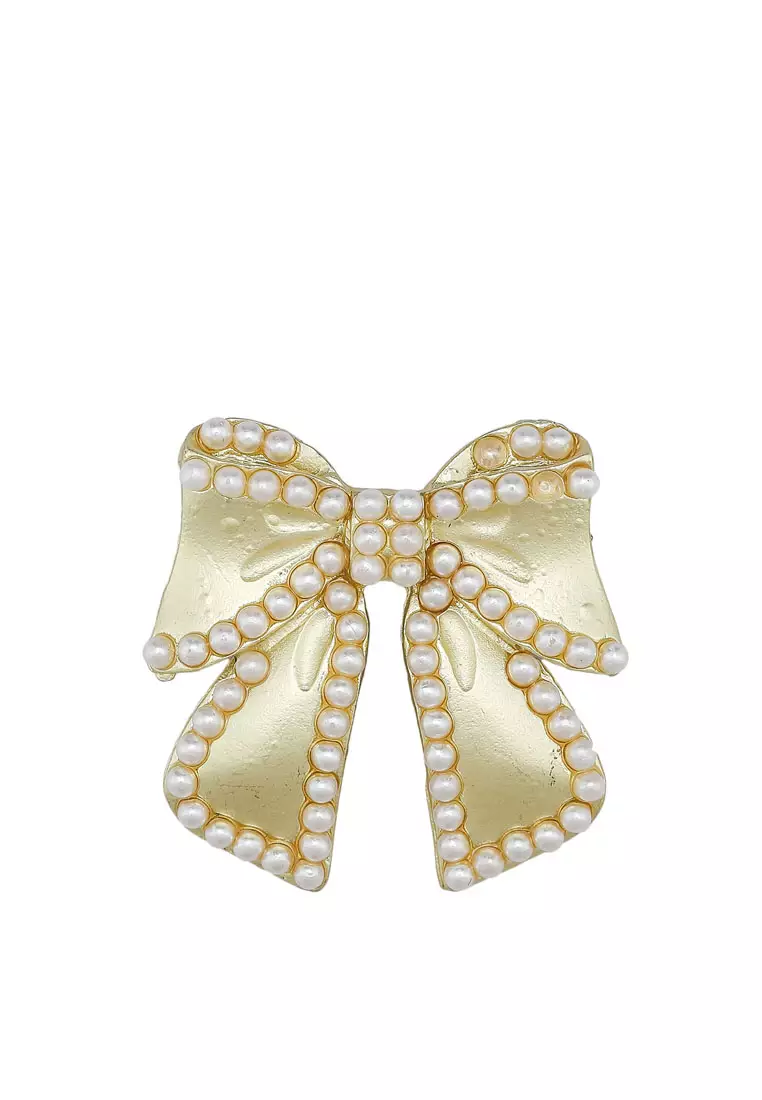 Red top bow brooch