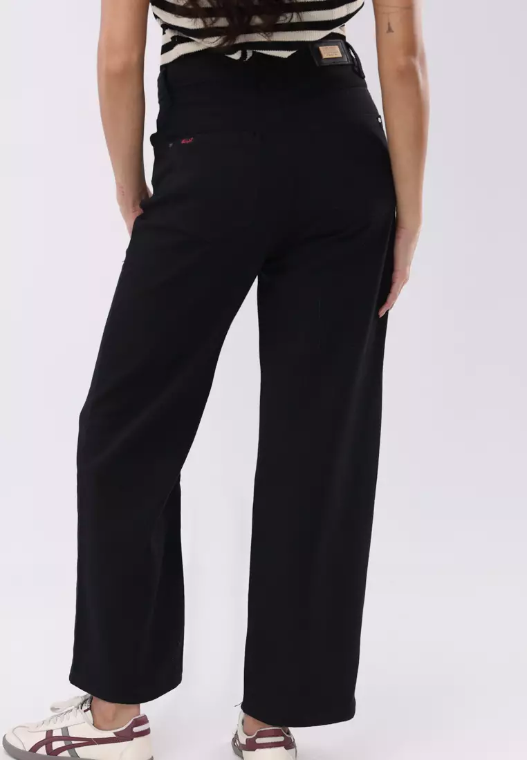 Black Denim Wide Leg Pants Ladies