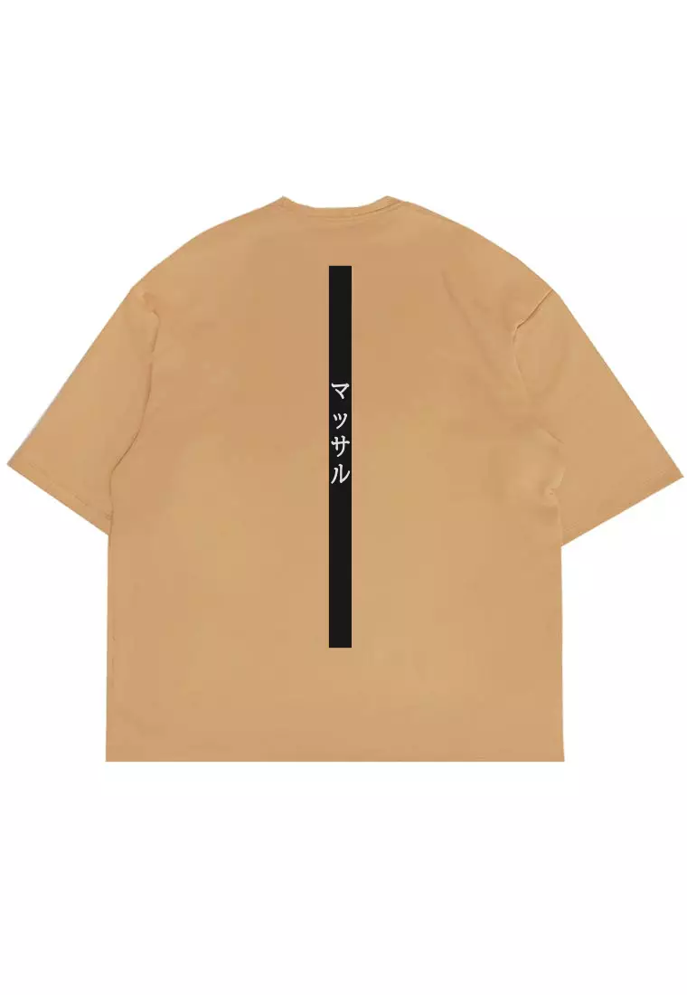 MTV88 Kaos Oversize Gym Scuba Drifit Gambar Punggung "muscle katakana" khaki