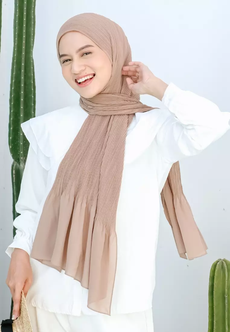 Bawal Pleats Shawl Soft Nude
