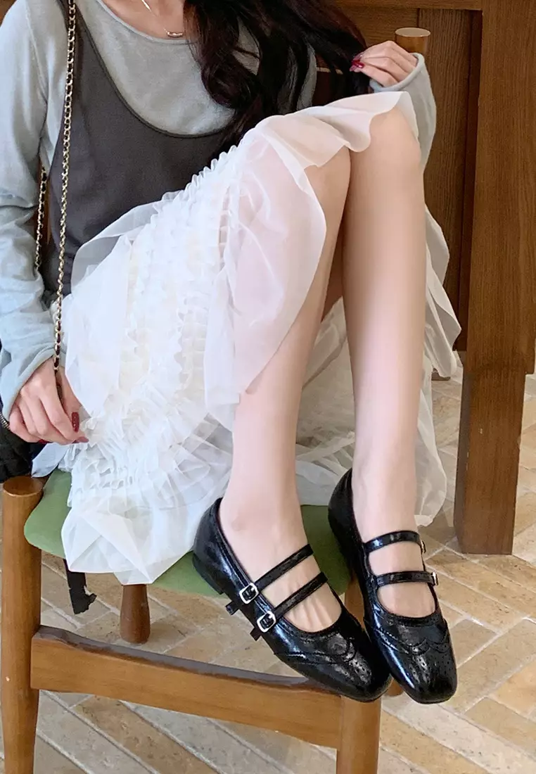 雕花雙搭帶瑪麗珍妮鞋 WW363-6