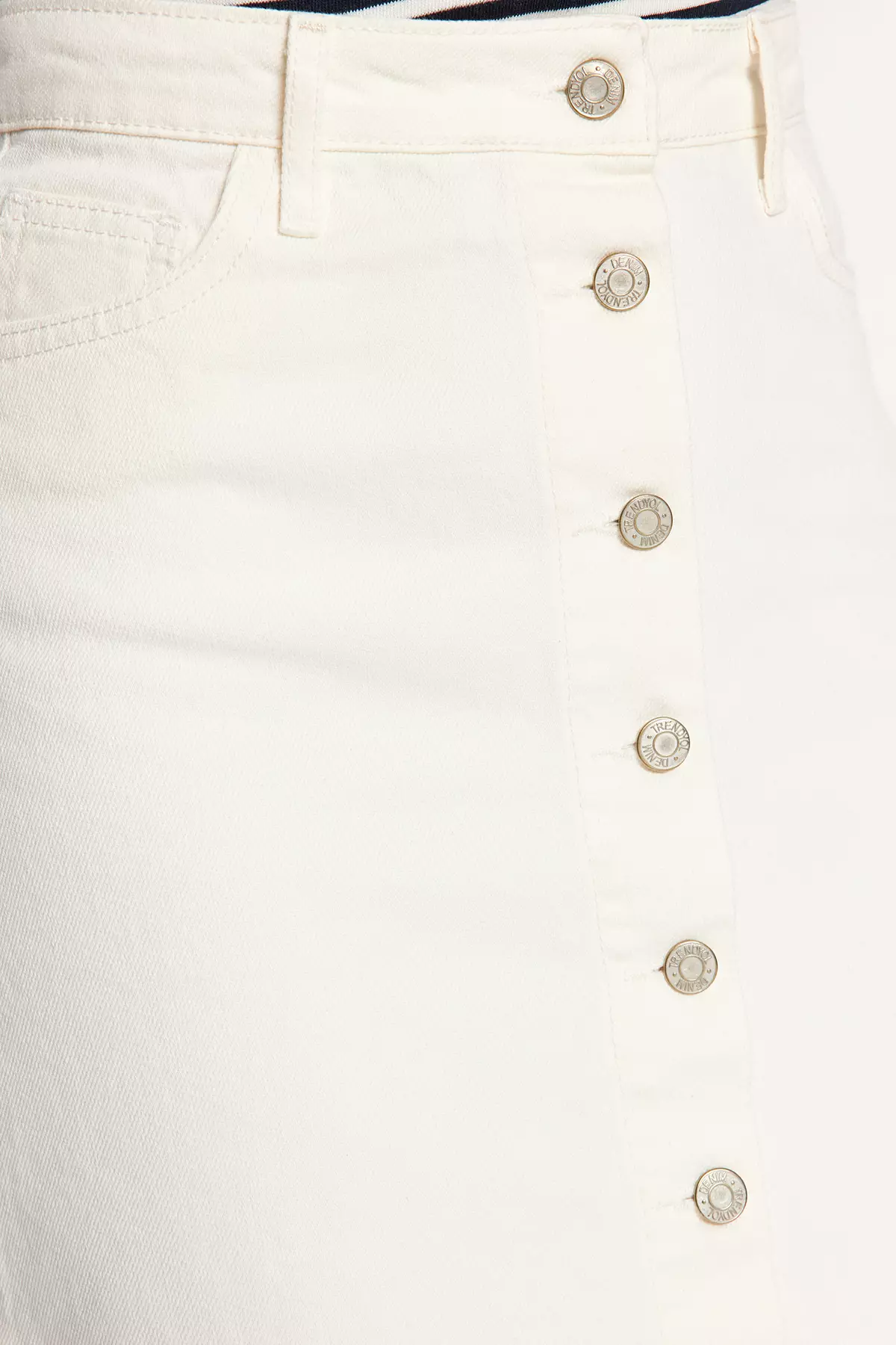 Button Closure Denim Skirt