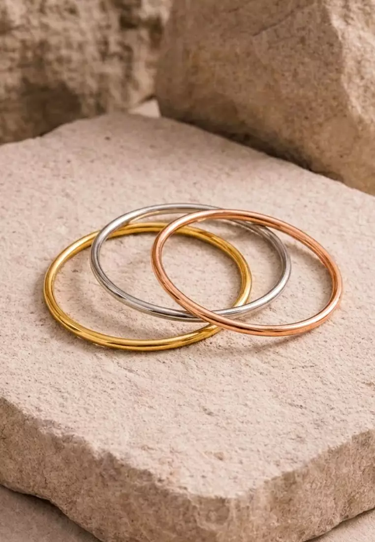 Solid Golf Bangle 3mm Rose Gold Layered - 55 mm