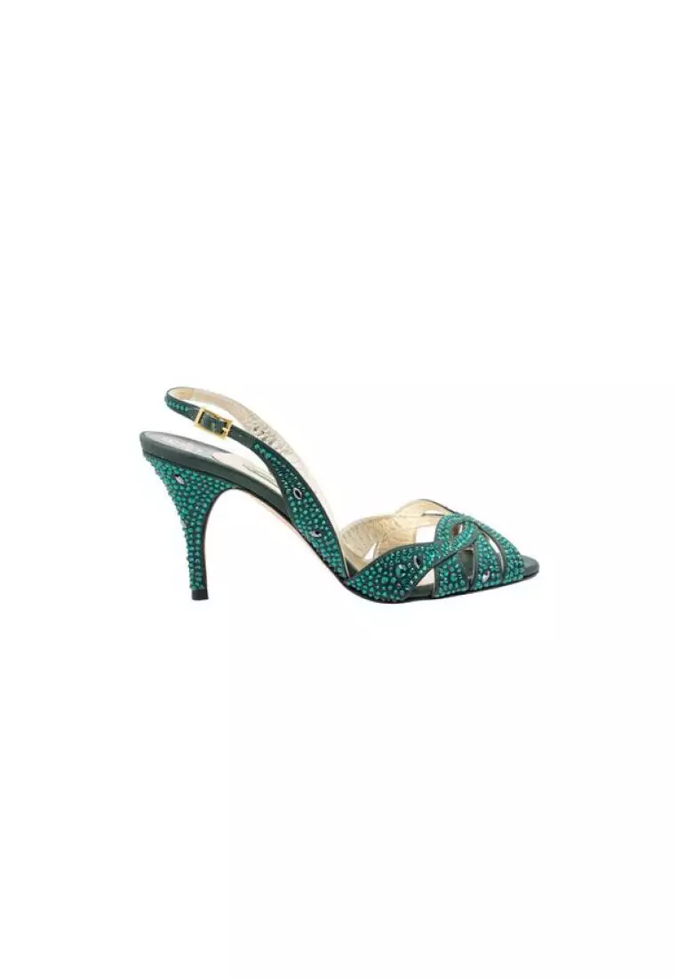 Emerald green slingback shoes best sale