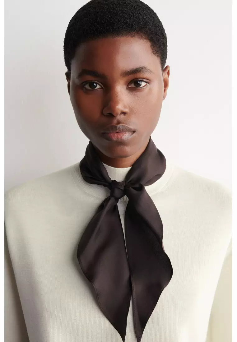 SCARF-DETAIL MERINO WOOL T-SHIRT