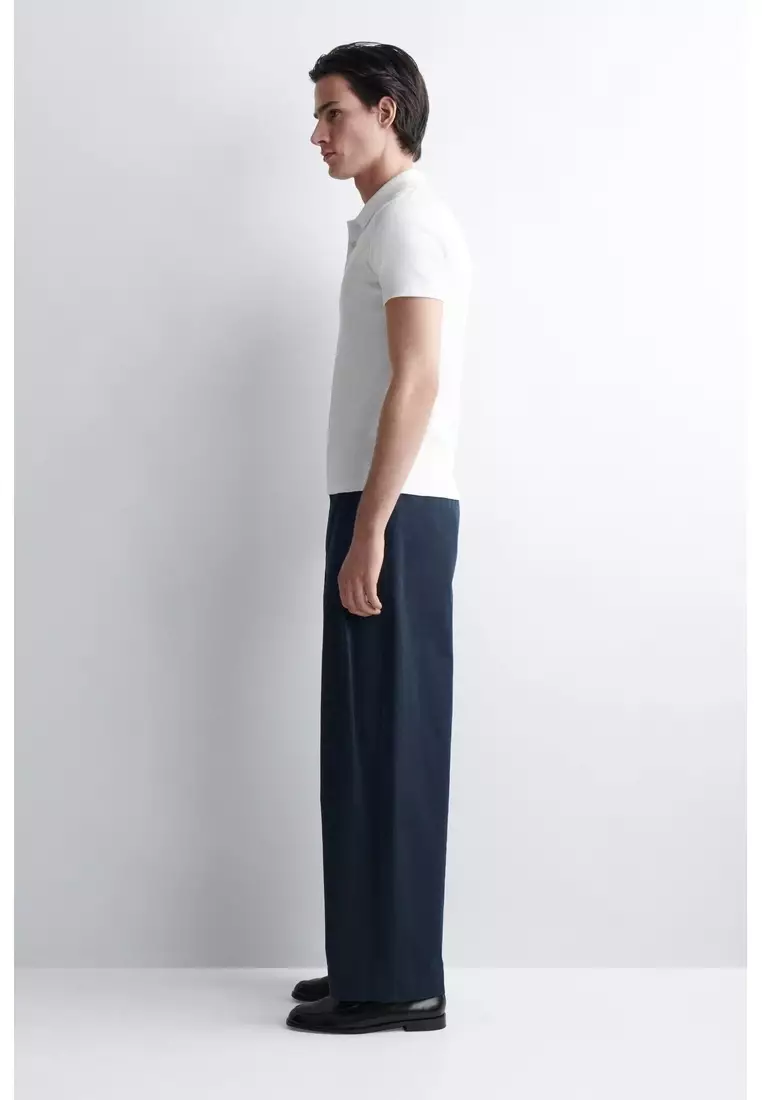 SLIM RIBBED COTTON POLO SHIRT