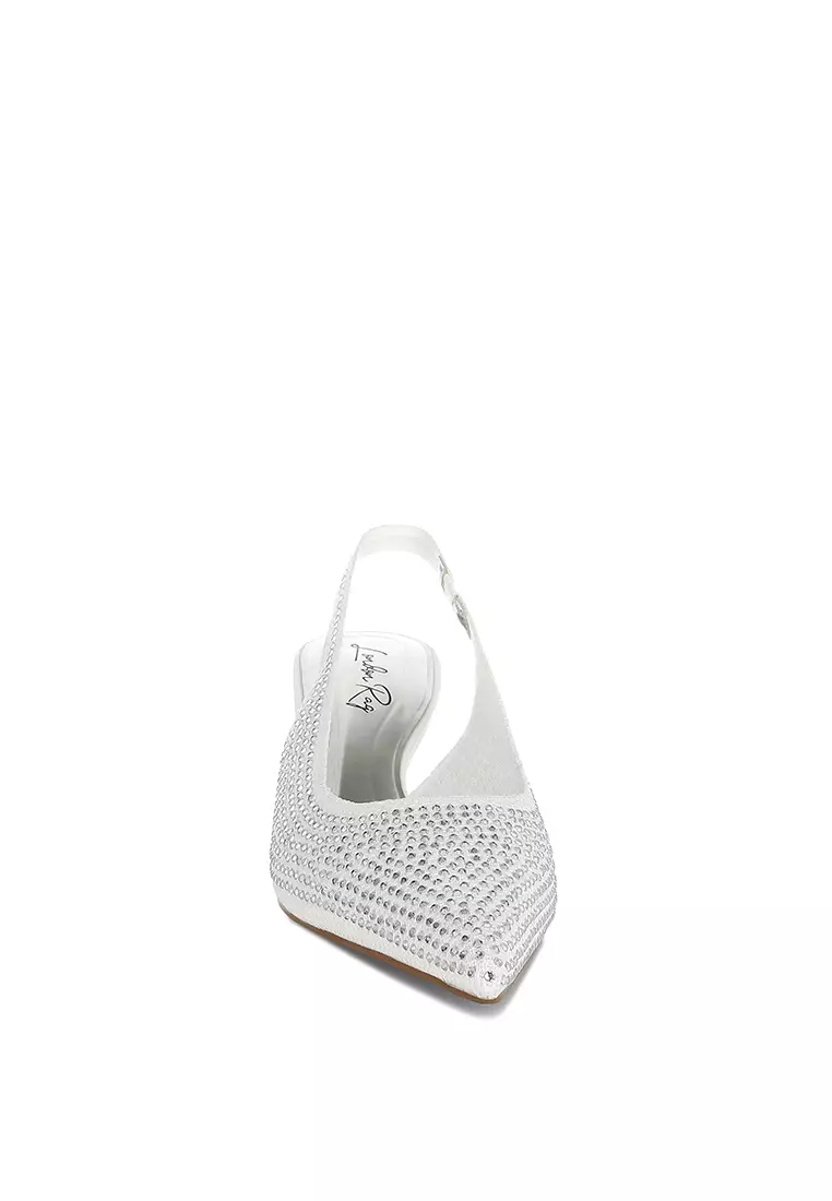 Flyknit Rhinestone Slingback Sandals in White