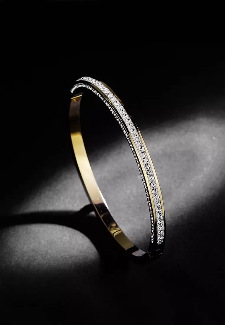 Marilyn Tri-Band Zirconia Bangle in Gold