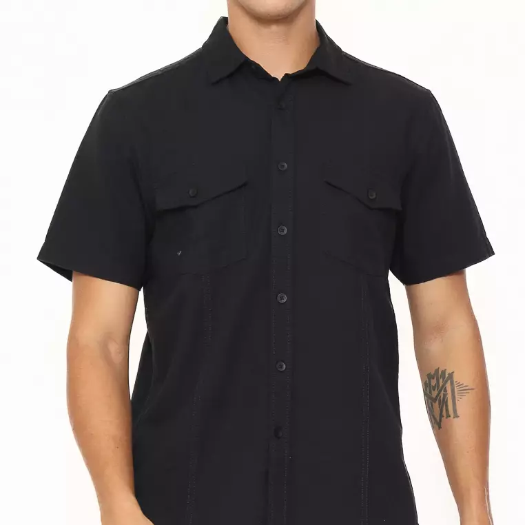 AMK Kemeja Pria Lengan Pendek SHS Eiffel Ss Black