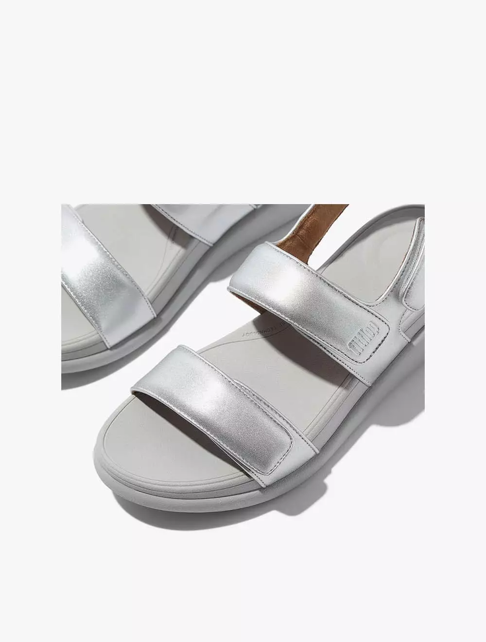 Fitflop F-Mode Go Adjustable Flatform Back-Strap Sandals - Silver