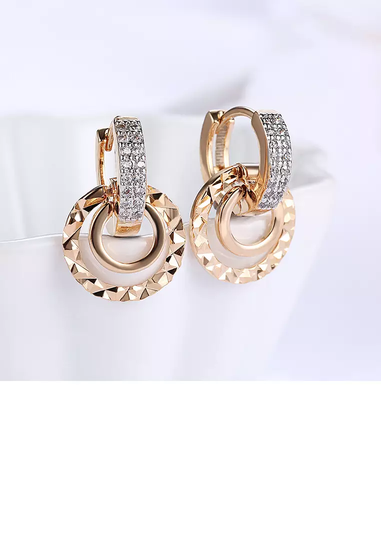 ZAFITI Fashion Romantic Plated Champagne Gold Geometric Round Earrings ...