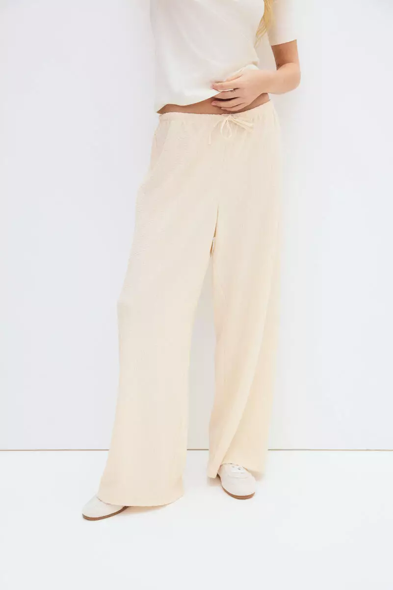 Textured jersey drawstring trousers