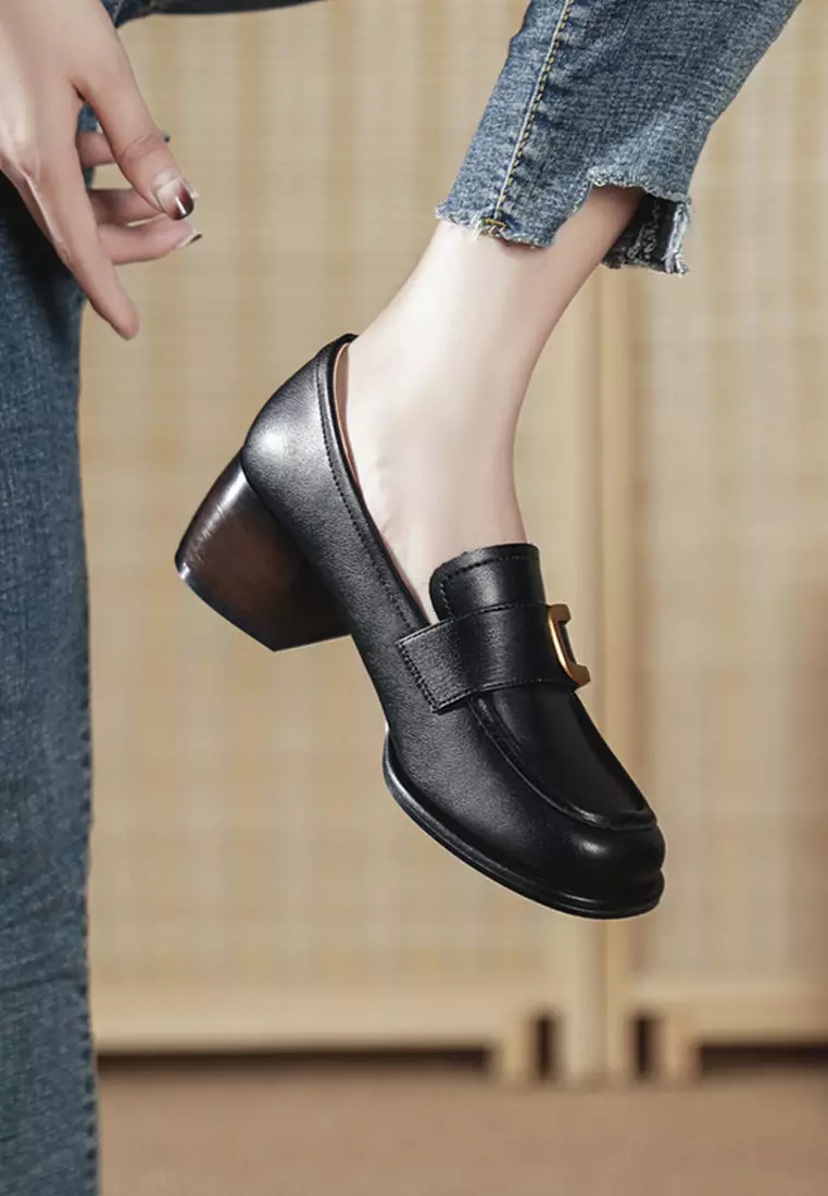 5CM Buckle Leather Loafer TE6810-2