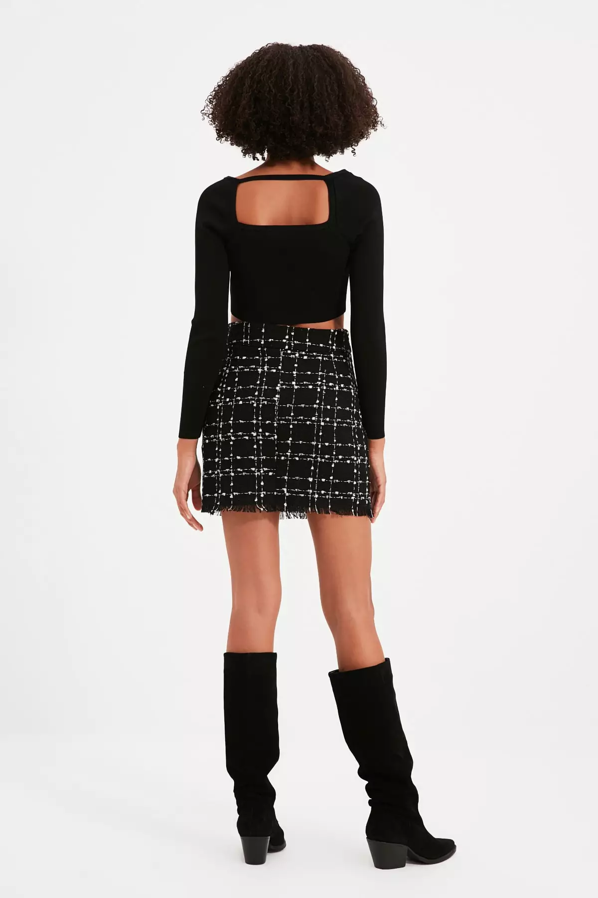 Tassel Detailed Tweed Mini Skirt