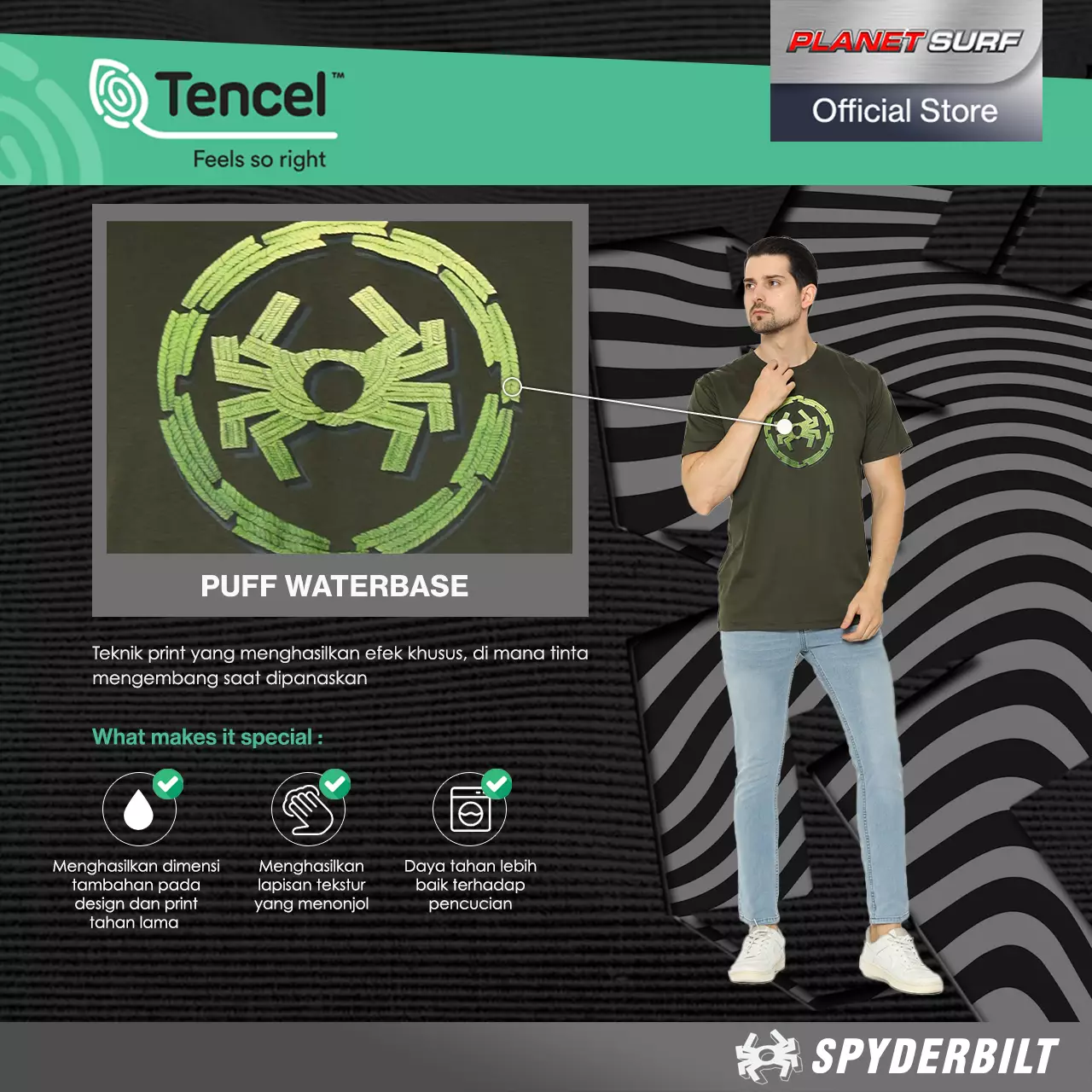 Spyderbilt Kaos Lengan Pendek Pria Blatt Tencel Men Tee Planet Surf