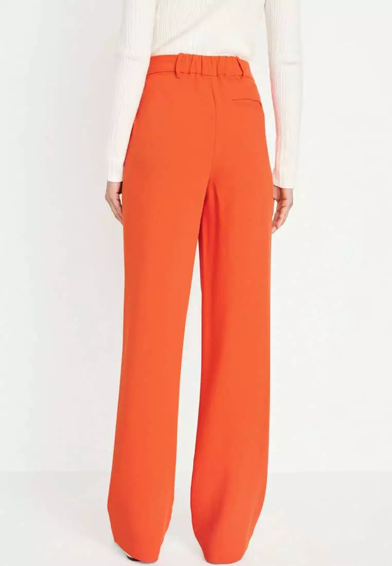 Extra High-Waisted Pleated Taylor Wide-Leg Trouser Suit Pants For Women