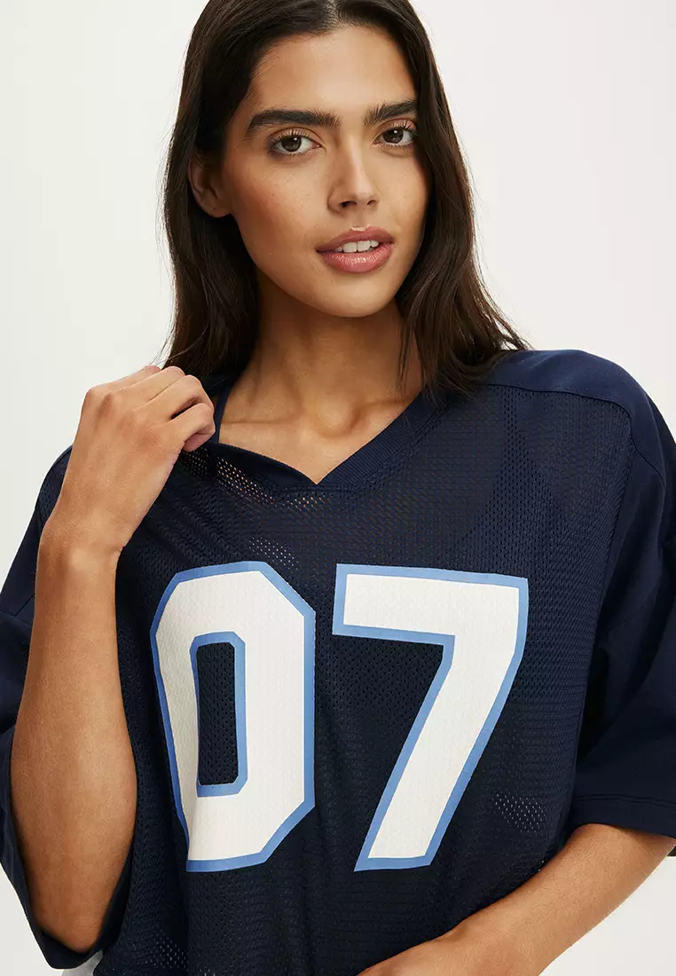 運動網面短版印花上衣