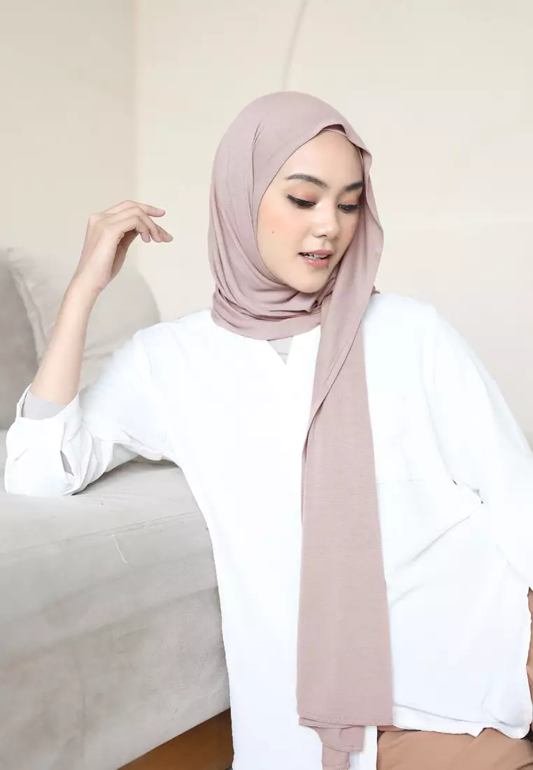 Pashmina Meleyot Basic Tencel Premium - Peach Fuzz