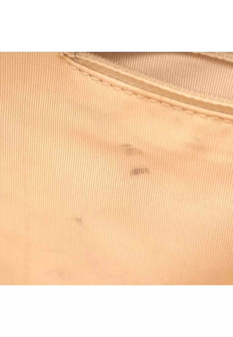 Pre-Loved Chanel coco mark mini boston bag chain handbag Caviar skin beige gold hardware